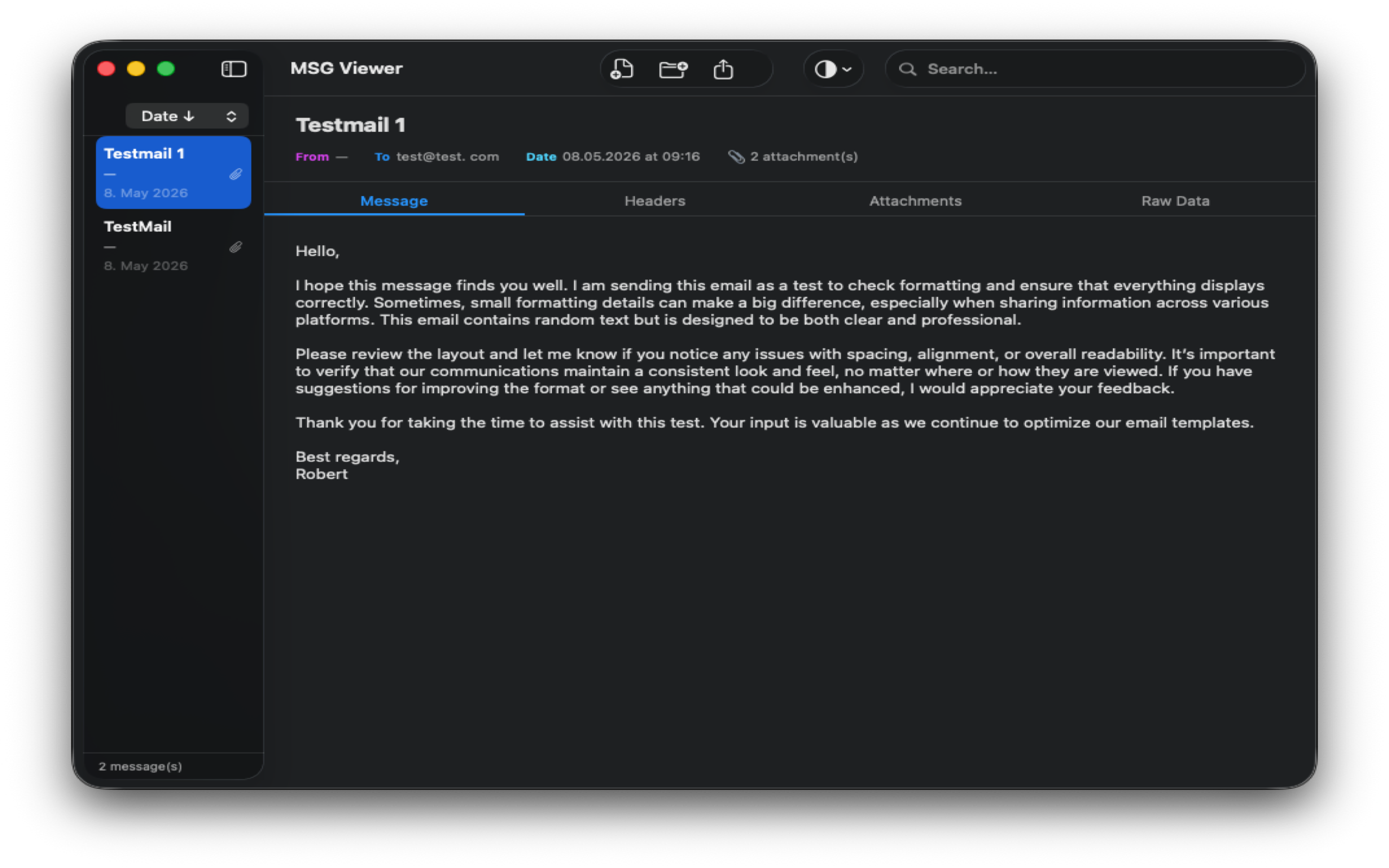 MSG Viewer — Nachrichteninhalt anzeigen